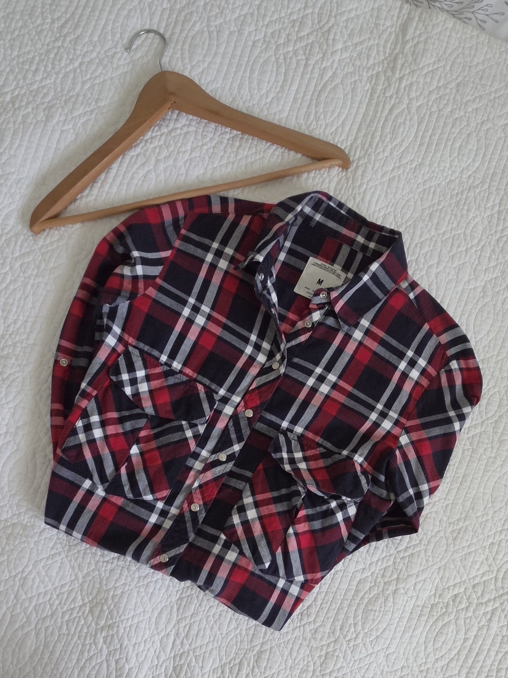 Zara Red, Blue & White Plaid  Button-Down Shirt